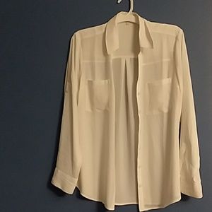 Express white button up top